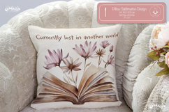 Book lover Quote Pillow case sublimation watercolor flower Product Image 1