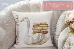 Book lover Quote Pillow case sublimation watercolor goose Product Image 1