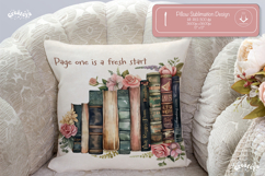Book lover Quote Pillow case sublimation watercolor flower Product Image 1