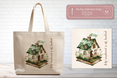 Book Lover Quote Tote Bag Sublimation Vintage house png Product Image 1