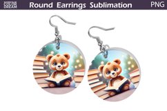 Bear Book Round Earrings | Book Lover Earrings Product Image 1