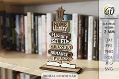 3D Book Shelf Decors Bundle Laser Cut. Book genre sign SVG Product Image 2