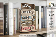 3D Book Shelf Decors Bundle Laser Cut. Book genre sign SVG Product Image 6