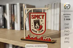 3D Book Shelf Decor Laser Cut. Spicy book club SVG Product Image 1