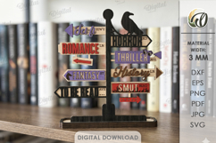 3D Book Shelf Decors Bundle Laser Cut. Book genre sign SVG Product Image 13