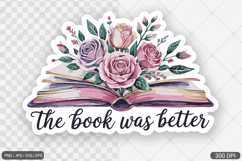 Watercolor Book Sticker with Flowers Product Image 1