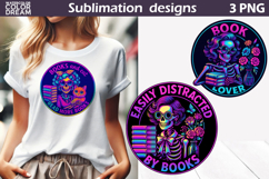 Neon Skeleton Book Lover | Funny Reading Sublimation Bundle Product Image 2