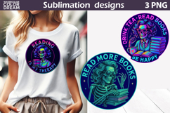 Neon Skeleton Book Lover | Funny Reading Sublimation Bundle Product Image 3