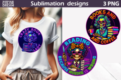 Neon Skeleton Book Lover | Funny Reading Sublimation Bundle Product Image 4