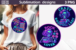 Neon Skeleton Book Lover | Funny Reading Sublimation Bundle Product Image 8