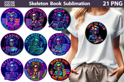 Neon Skeleton Book Lover | Funny Reading Sublimation Bundle Product Image 1