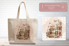 Book Lover Tote Bag Sublimation print Vintage Watercolor Product Image 1