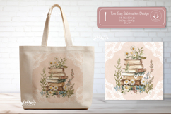 Book Lover Tote Bag Sublimation print Vintage Watercolor Product Image 1