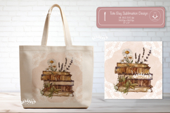 Book Lover Tote Bag Sublimation print Vintage Watercolor Product Image 1