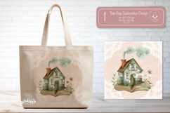 Book Lover Tote Bag Sublimation Vintage Watercolor house Product Image 1