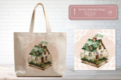 Book Lover Tote Bag Sublimation Vintage Watercolor house Product Image 1