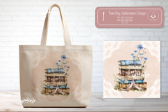 Book Lover Tote Bag Sublimation Vintage Watercolor flower Product Image 1