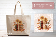 Book Lover Tote Bag Sublimation Vintage Watercolor sunflower Product Image 1