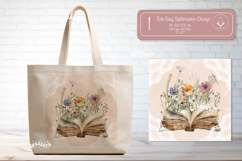 Book Lover Tote Bag Sublimation Vintage Watercolor flower Product Image 1