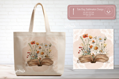 Book Lover Tote Bag Sublimation Vintage Watercolor flower Product Image 1