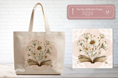 Book Lover Tote Bag Sublimation Vintage Watercolor flower Product Image 1