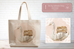 Book Lover Tote Bag Sublimation Vintage Watercolor goose Product Image 1