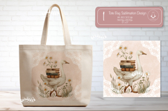 Book Lover Tote Bag Sublimation Vintage Watercolor goose Product Image 1