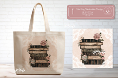 Watercolor Book Lover Tote Bag Sublimation Vintage flower Product Image 1