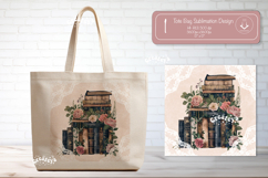 Watercolor Book Lover Tote Bag Sublimation Vintage flower Product Image 1