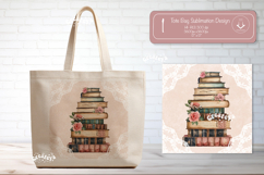 Watercolor Book Lover Tote Bag Sublimation Vintage flower Product Image 1