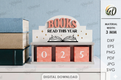 3D Books Read Tracker Laser Cut. Reading Counter SVG Product Image 1