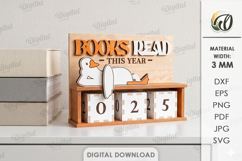 3D Books Read Tracker Laser Cut. Reading Counter SVG Product Image 1