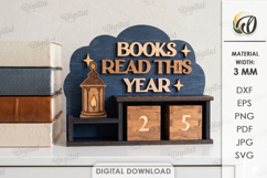 3D Books Read Tracker Laser Cut. Reading Counter SVG Product Image 1