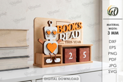 3D Books Read Tracker Laser Cut. Reading Counter SVG Product Image 1