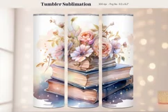 Book Tumbler Wrap Reading Tumbler Sublimation Book Stack
