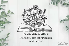 Book Svg, Floral Book Svg, Book Lover Svg, Reading Svg. Product Image 9