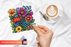 Book With Colorful Flowers Sticker, Botanical Art Sticker Product Image 1
