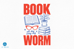 Book Worm Design, Book Lover Reading PNG Product Image 1