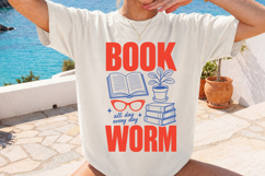 Book Worm Design, Book Lover Reading PNG Product Image 2