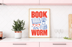 Book Worm Design, Book Lover Reading PNG Product Image 3