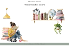 Watercolor Book lover clipart Book lovers day I Love Reading Product Image 10
