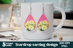Leopard teardrop earring | Chrysanthemums flower earring PNG
