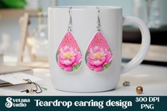 Leopard print peonies flower teardrop earring sublimation