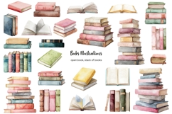 Watercolor Book lover clipart Book lovers day I Love Reading Product Image 2