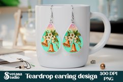 Leopard print teardrop earring | Flower earring sublimation