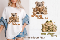 Cozy Reading Animals Clipart | Cute Book Lover Animal PNG Product Image 1