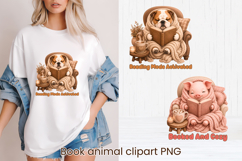 Cozy Reading Animals Clipart | Cute Book Lover Tote Bag Product Image 1