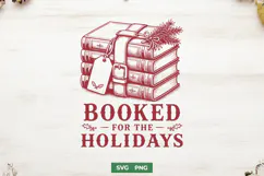 Booked For The Holidays SVG, Christmas Books PNG Design Product Image 1