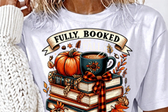 Fully Booked for Fall PNG, Books and Coffee Clipart, Autumn Product Image 3
