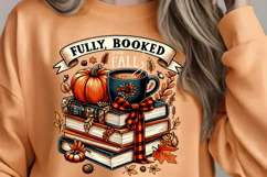 Fully Booked for Fall PNG, Books and Coffee Clipart, Autumn Product Image 4